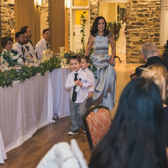 Satin silver, embellished gown. With POCKETS!!! - Picture 3 of 6